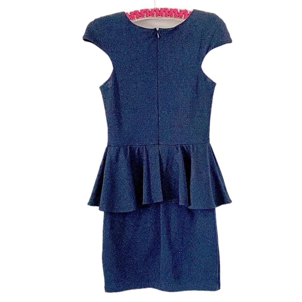 TALULAH stretch knit peplum pencil Dress with ruffle - Picture 3 of 8